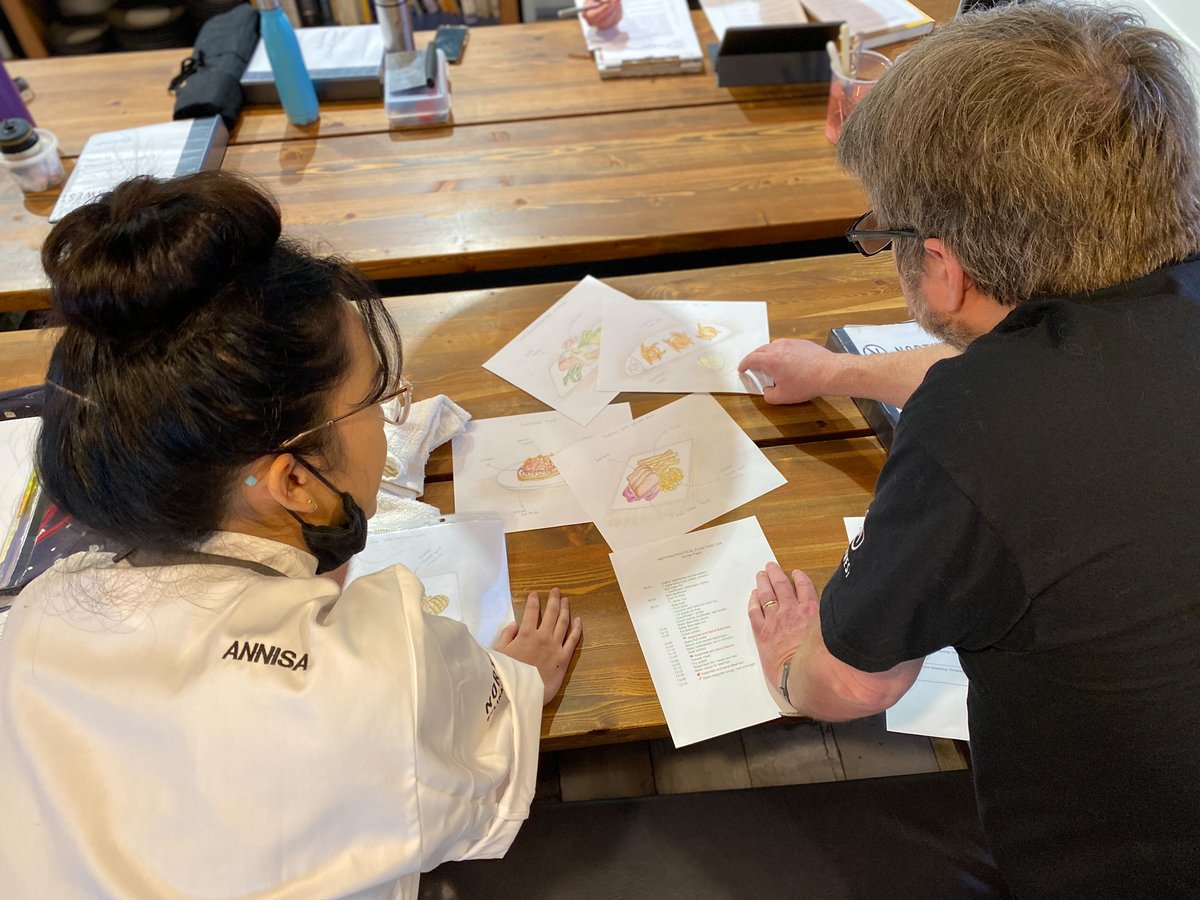 Drawings for mid term dishes. #professionalculinaryschool #cookingclass #menudevelopment #vancouvercookingschool #drawings #thenorthwestmethod #cheftraining #mainstreetfood #diplomaprogram #restauranttraining