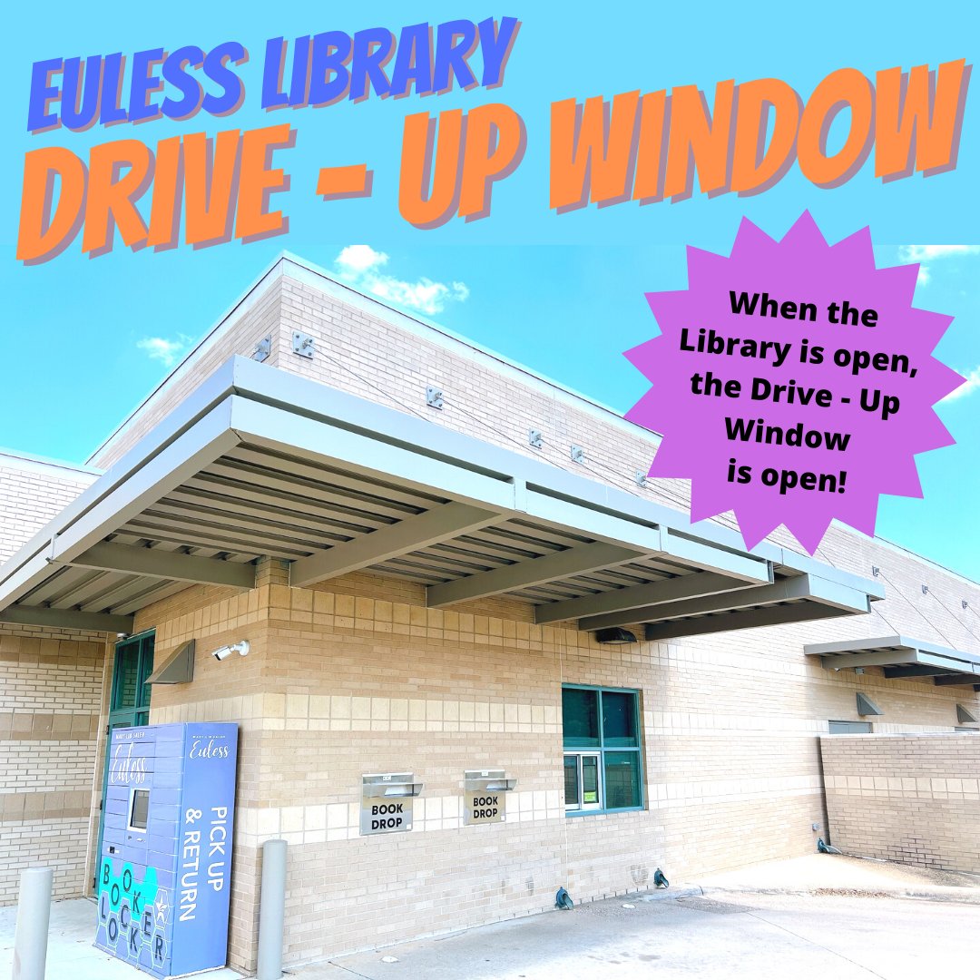 EulessLibrary's tweet photo. Donโt melt in this heat! ๐ฅต Put items on hold and use our drive-thru window to pick them up!
#EulessLibrary #EulessTX #LibraryTip https://t.co/SWtPQJWBQV