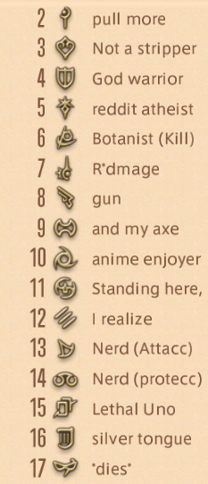 redditFFXIV's tweet photo. "sharing my gearset names in case someone else finds them funny (suggestions welcome)" by AlexDoesntDoThings
https://t.co/PUyLzu9Kdp https://t.co/dQeMGzWGwN