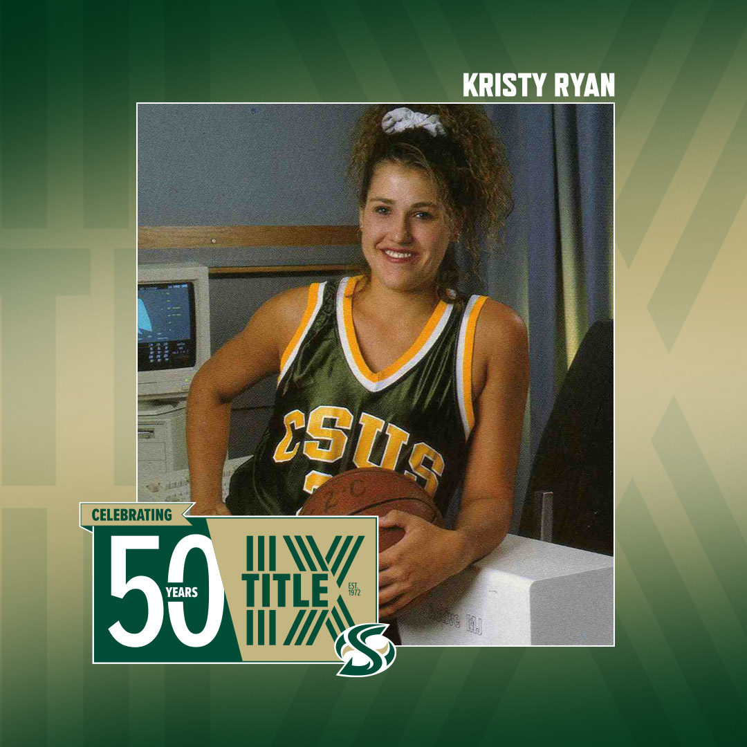 Celebrating 50 years of Title IX

KRISTY RYAN
• Played basketball from 1990-94
• 2nd team All-American after leading nation in scoring (28.0 ppg), 3rd in rebounding (13.3 rpg) as a senior
• #21 jersey retired in 2003
• Hornet all-time leading scorer (2,064 pts)

<a href="/BigSkyConf/">Big Sky Conference</a>