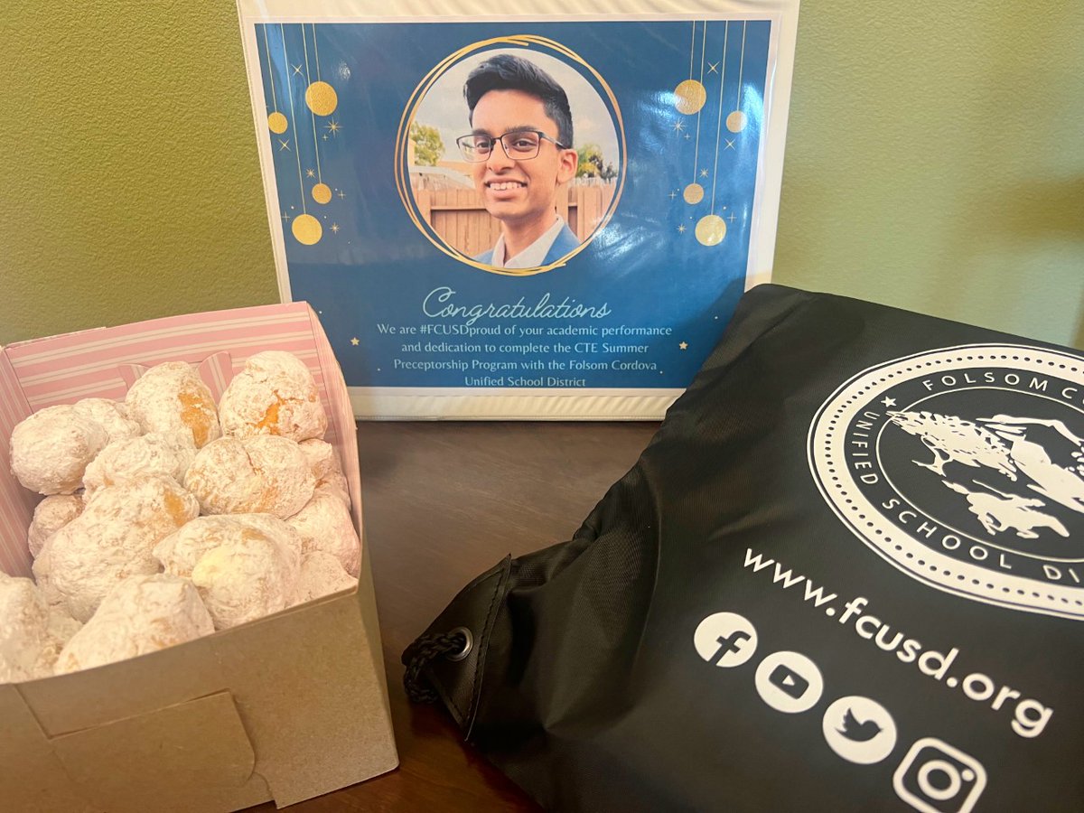 FolsomCordova's tweet photo. We are #FCUSDproud of our CTESPP intern Pranav Mittal, who has been a valuable part of the District team this last month. 
Pranav, thank you for your contributions and very best wishes on your senior year at Folsom High School. @drkoligian @Ankhelyi @Gammenia_ https://t.co/jnVUMGW6Sw