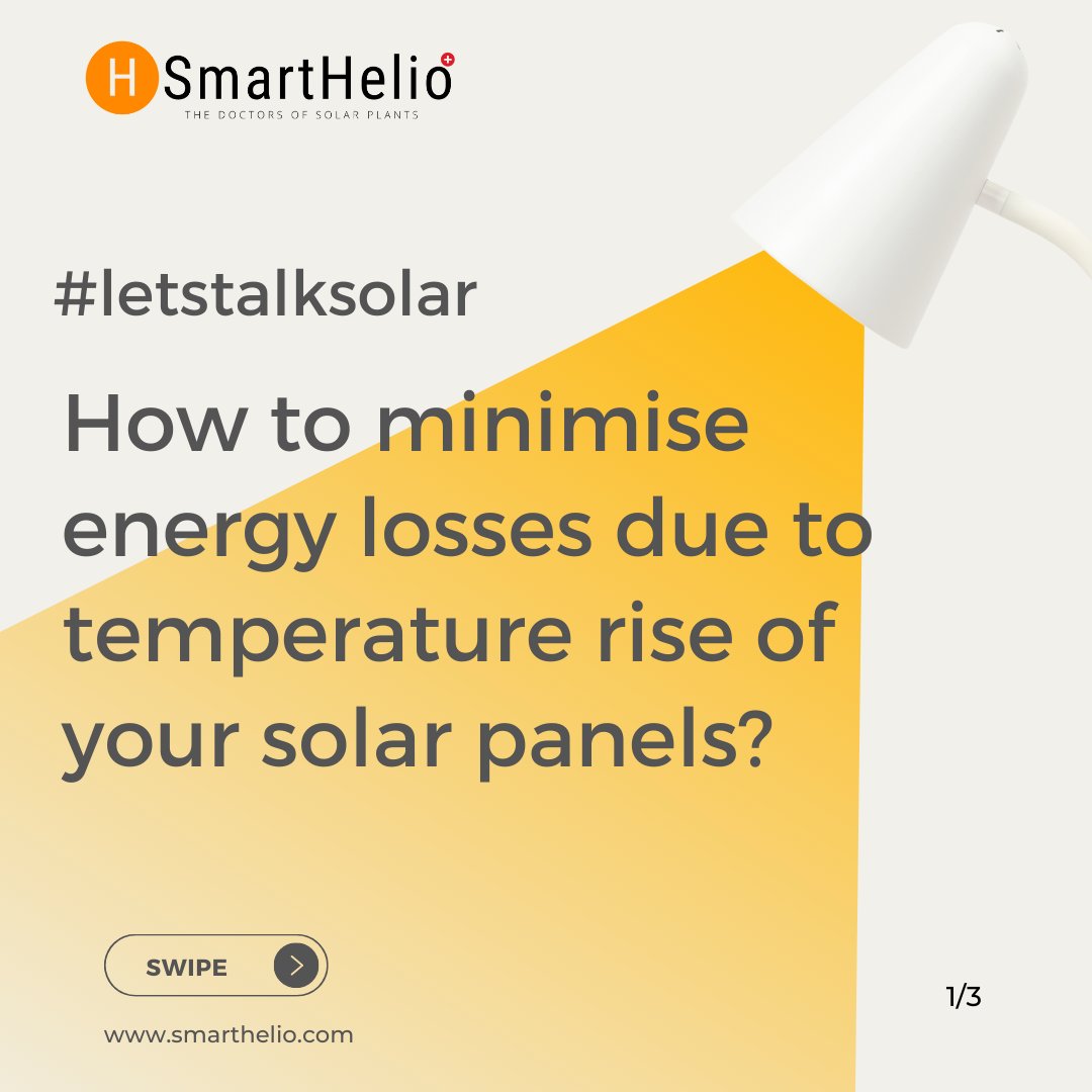 smarthelioIOT's tweet photo. 1/3   Do you know rising temperature of solar panels can affect overall energy production of your solar plant? 
#letstalksolar #ambienttemperature #solarpanels #cleanenergy #solar #AI #ML https://t.co/XZCNGrWRmk