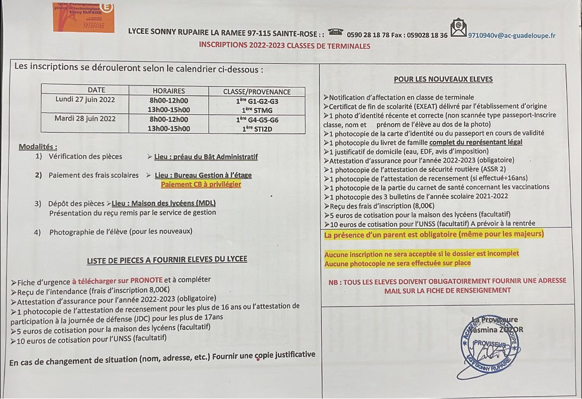 Chers parents, veuillez retrouver ci joint les informations relatives aux inscriptions pour l’année 2022/2023
N’hésitez pas à nous contacter en cas de besoin.