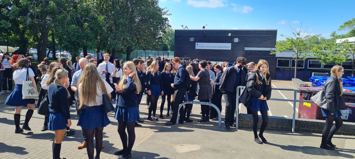 GSHS_School's tweet photo. And they’re off! Goodbye to our fabulous, hard-working , resilient Year 11s who sat their final exam today. It’s been emotional but we couldn’t be any prouder of the fabulous young people you’ve become and are so excited for your futures. https://t.co/hx4s6u27VQ