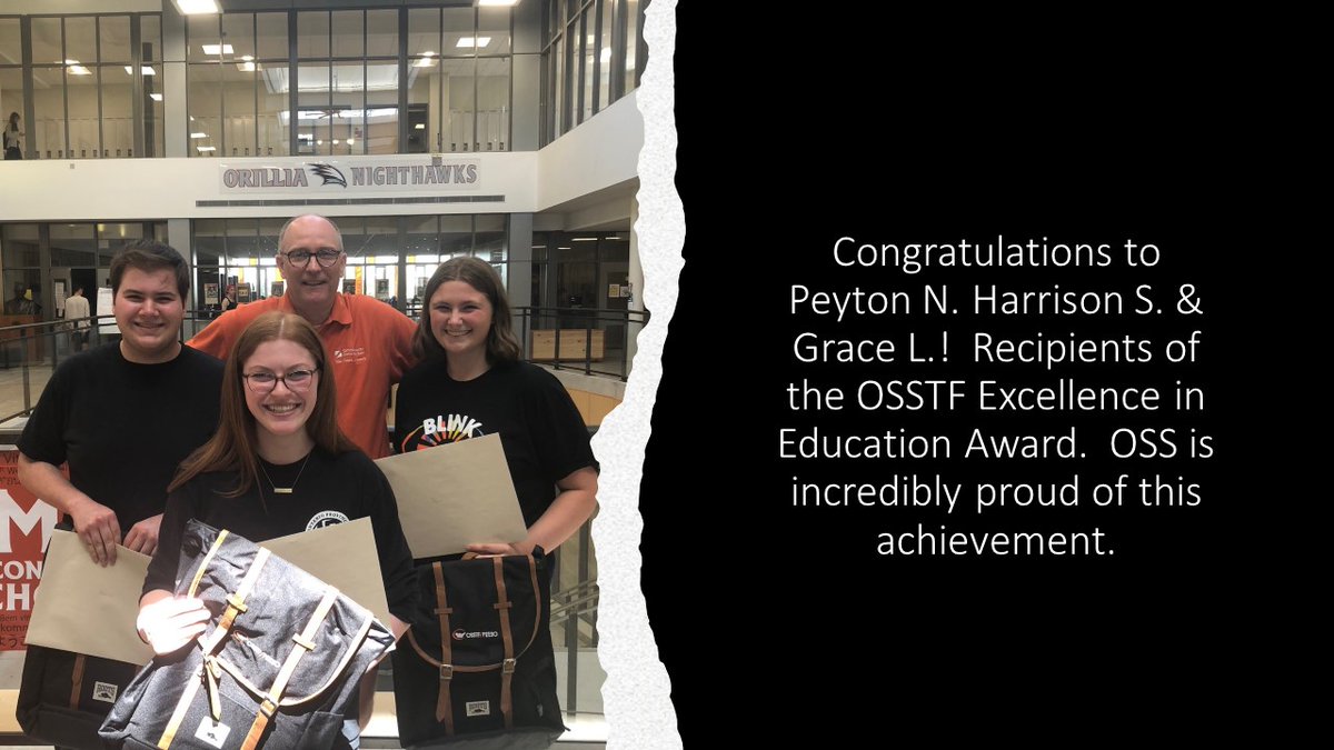 Orillia Secondary School congratulates the OSSTF Excellence in Education Award recipients.