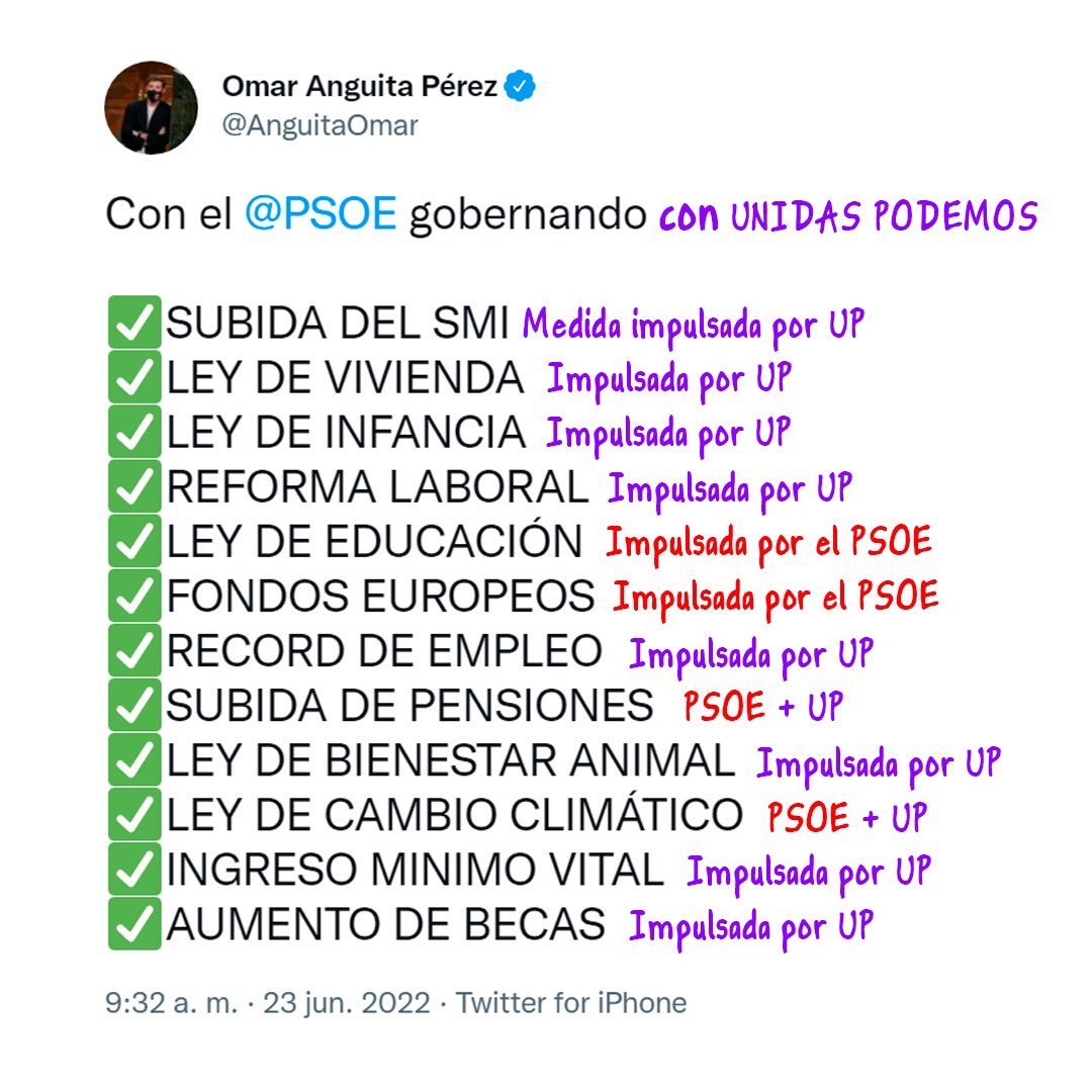 protestona1's tweet photo. @AnguitaOmar @PSOE Hola Omar, te he arreglao el tuit para que sea más exacto…☺️
De nada, pa eso estamos. https://t.co/mYItArm317