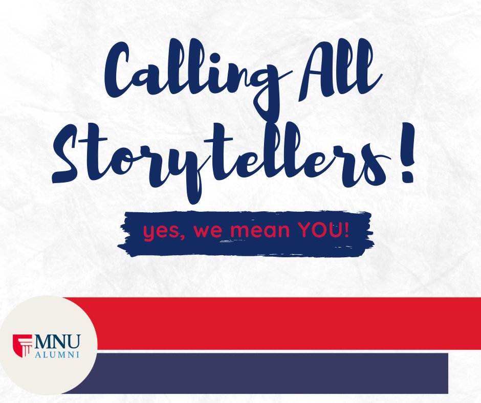 Join our Digital Storytellers program! Each month, we'll send a story prompt and you simply respond with a brief reflection, advice, or a photo. In return, we'll send you some sweet MNU swag. The more months you respond in a row, the better the merch! mnualumni.wufoo.com/forms/m1jdgeep…