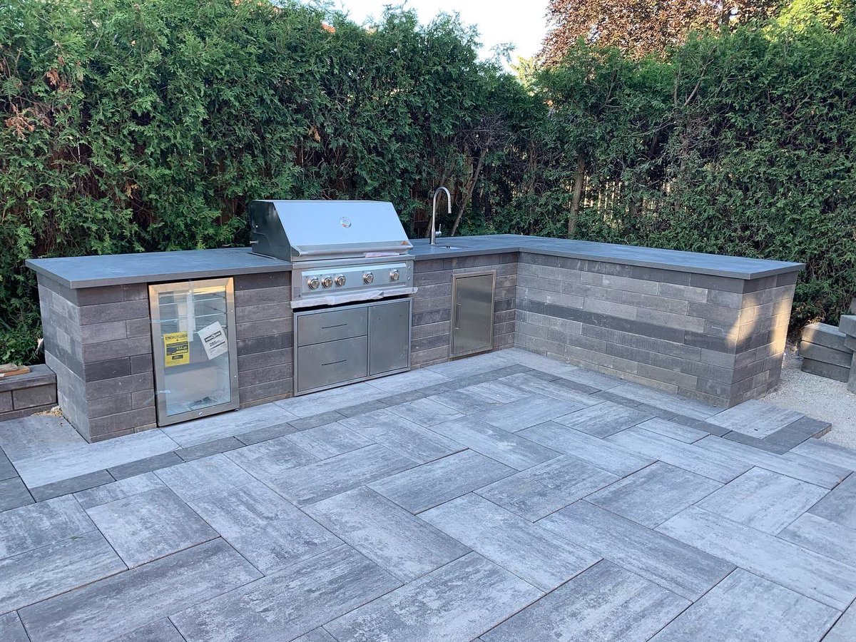 Soho Wall Outdoor Kitchen &amp; Avari Slabs in Carrara. Both made with #DesignLoc technology <a href="/BestWayStone/">Best Way Stone</a>