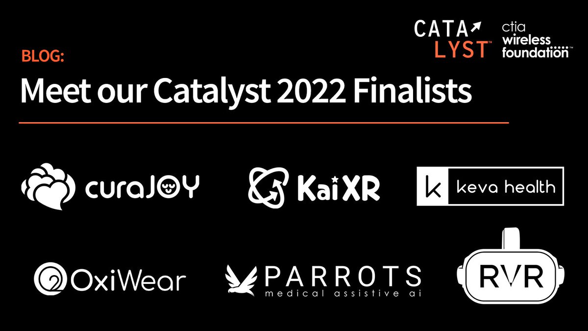 CTIA Wireless Foundation (@wirelessfdn) on Twitter photo We announced our #Catalyst2022 Finalists, six social entrepreneurs using #5G and leading edge #wireless to address pressing issues. Meet <a href="/curaJOYquests/">curaJOY</a>, <a href="/ExploreKaiXR/">Kai XR</a>, <a href="/kevahealth/">Keva Health</a>, <a href="/OxiWear/">OxiWear</a>, <a href="/flyParrots/">Parrots Inc.</a> & Revere XR in latest blog from <a href="/DoriKreiger/">Dori Kreiger</a>: ctia.it/3O9iHy6 We announced our #Catalyst2022 Finalists, six social entrepreneurs using #5G and leading edge #wireless to address pressing issues. Meet <a href="/curaJOYquests/">curaJOY</a>, <a href="/ExploreKaiXR/">Kai XR</a>, <a href="/kevahealth/">Keva Health</a>, <a href="/OxiWear/">OxiWear</a>, <a href="/flyParrots/">Parrots Inc.</a> & Revere XR in latest blog from <a href="/DoriKreiger/">Dori Kreiger</a>: ctia.it/3O9iHy6