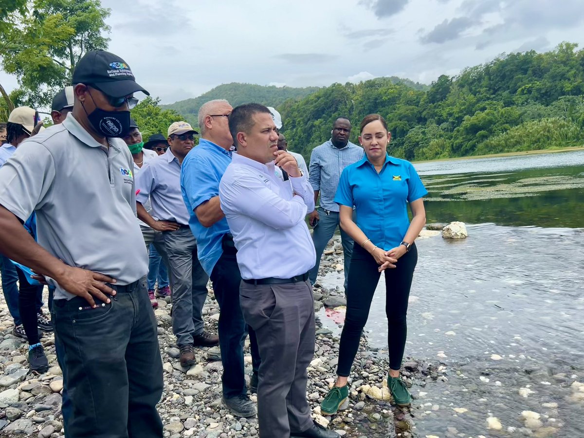 annmarievazja's tweet photo. On Tuesday the #ActionTeam & Min #MatthewSamuda along with several agencies including #NEPA #PMC #Forestry Min of Transport&Mining had a follow up visit re the sand mining happening in the #RioGrande river valley that has been negatively impacting the river,rafting& rafters๐ฏ๐ฒ https://t.co/xKvTyc24nB