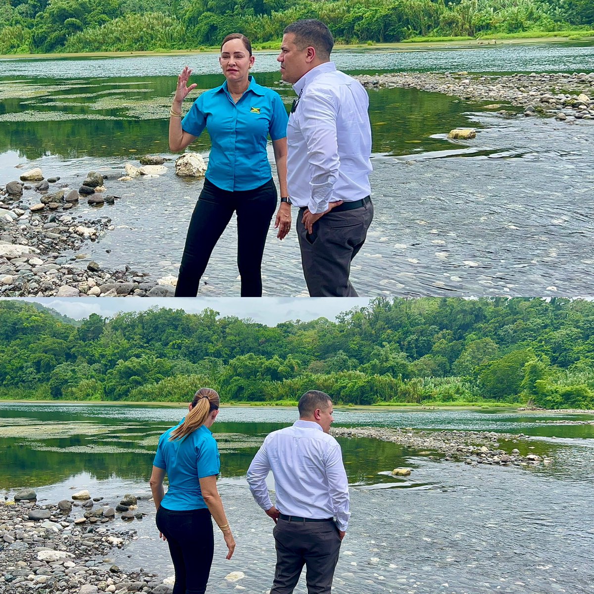 annmarievazja's tweet photo. On Tuesday the #ActionTeam & Min #MatthewSamuda along with several agencies including #NEPA #PMC #Forestry Min of Transport&Mining had a follow up visit re the sand mining happening in the #RioGrande river valley that has been negatively impacting the river,rafting& rafters๐ฏ๐ฒ https://t.co/xKvTyc24nB