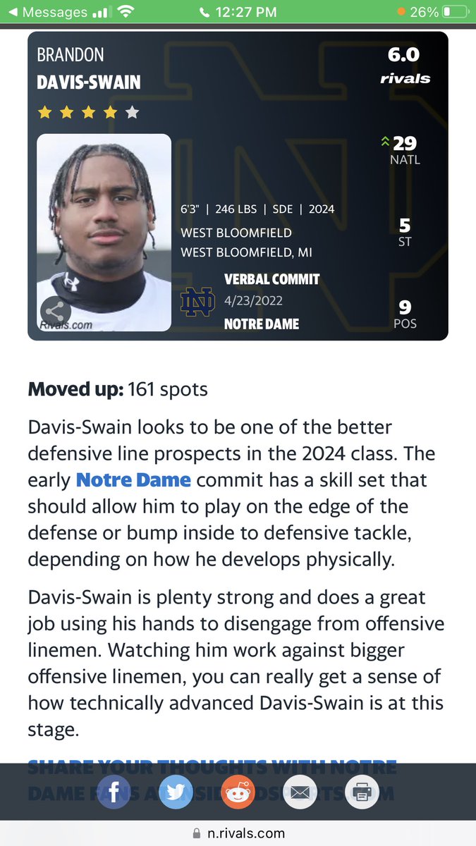 Woke up today on 🔥 Number 29th overall in the country Thank you god 🙏🏽 @Rivals appreciate the love