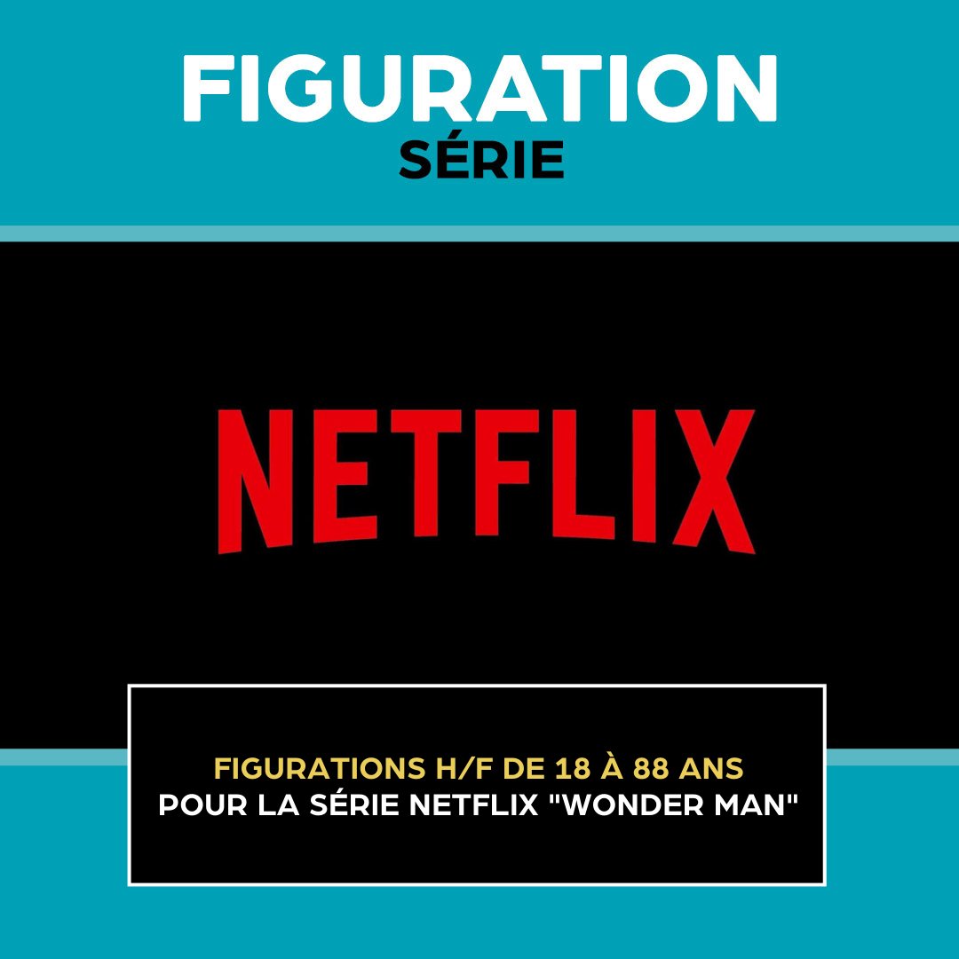 🎬🍿  La production recherche des figurants pour la nouvelle série de Netflix, "Wonder Man" de Tristan Séguéla : des figurants, hommes et femmes pour une journée prévue le 7 et/ou le 8 juillet 2022. ​#castingserie #castingtele
​
​▶️ ​Plus d'infos : bit.ly/3xKzAZ7
