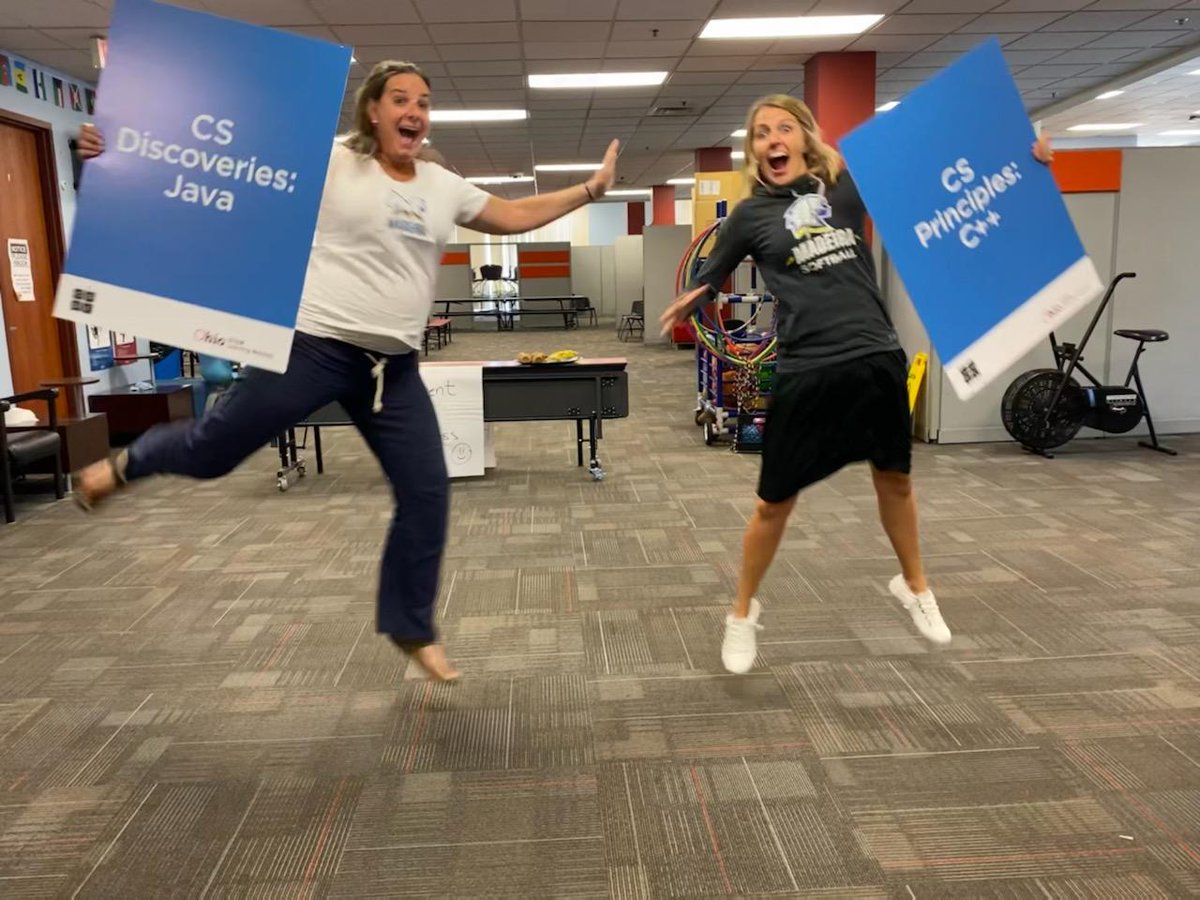 Jumping for joy at summer PD  @OSLN @MadeiraMiddle @MadeiraSchools @MrsE_MHS #CSforOH