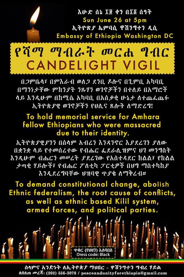 ethvoices's tweet photo. የሻማ ማብራት መረሃ-ግብር በግፍ በማንነታቸው ምክንያት ለተጨፈጨፉ ወገኖቻችን::
@NeaminZeleke @iyoba4u @HermelaTV @BekeleWoyecha @taseweth @dutheritething https://t.co/RVQEZA2SB8