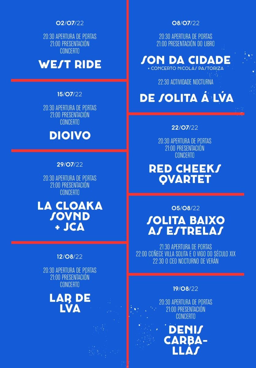 LaCloakaSound's tweet photo. El dia 29 de Julio estaremos de concierto en #VillaSolitaAlcabre dentro de la programación de #CuriosidadesSolita

Escenario sobre el cual pasarán direferentes grupos locales, como:

@westride_band
@dioivo_metal 
@lardelua.duo
@deniscarbajazz 
Etc... https://t.co/GyZOKmsSC7