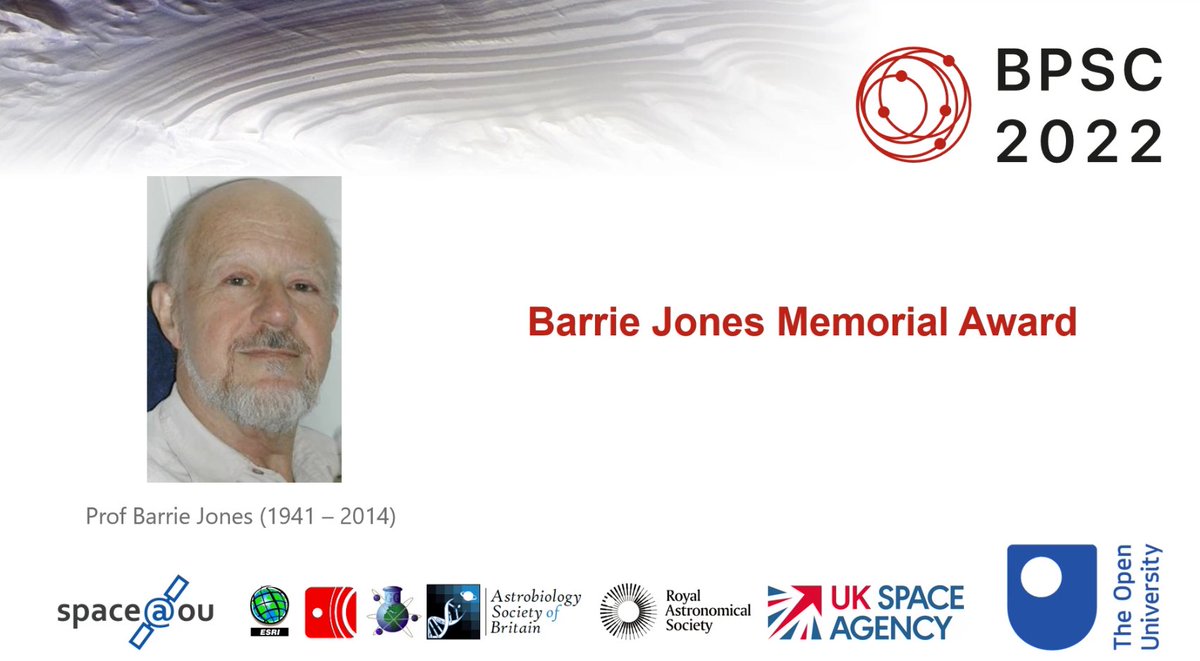 aineclareob's tweet image. Super honoured to receive the Barrie Jones Memorial Award this evening (albeit virtually!) at #BPSC2022 thanks @AstrobioSoc @bpsc2022 thanks so much @saramotaghian for nominating me ❤️☄️🌟