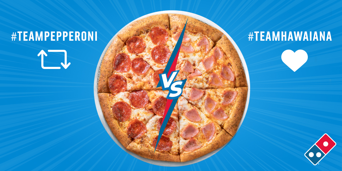 dominosmx's tweet photo. A ver, defiende a la tuya. 🥊

❤️: Si eres #TeamHawaiana
RT: Si eres #TeamPepperoni https://t.co/cwxuKySllX