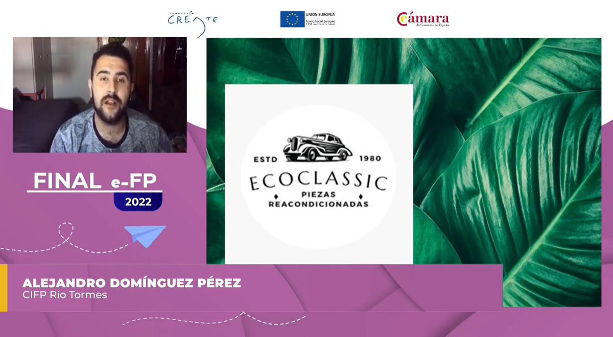 eFPEmprende's tweet photo. ¡Damos paso al último proyecto de esta #FinaleFP, correspondiente a la categoría de Grado Superior!
➡️EcoClassic
Reparación de vehiculos sostenible.
🎙️Alejandro Domínguez, portavoz del proyecto, expone su trabajo a nuestro jurado. https://t.co/StTN9nnUhm