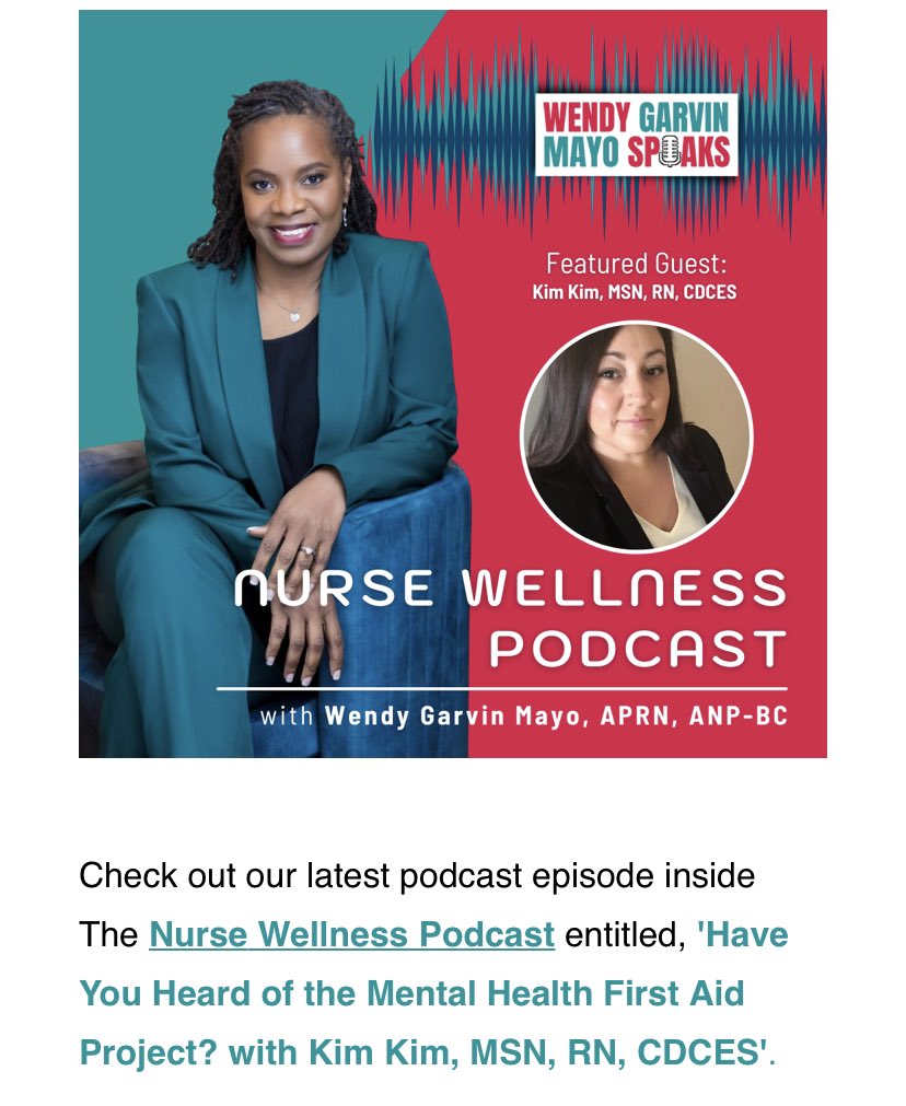 My thanks to Wendy for the invitation to be a guest on the Nurse Wellness Podcast to share information about Mental Health First Aid buzzsprout.com/1734980/106152…