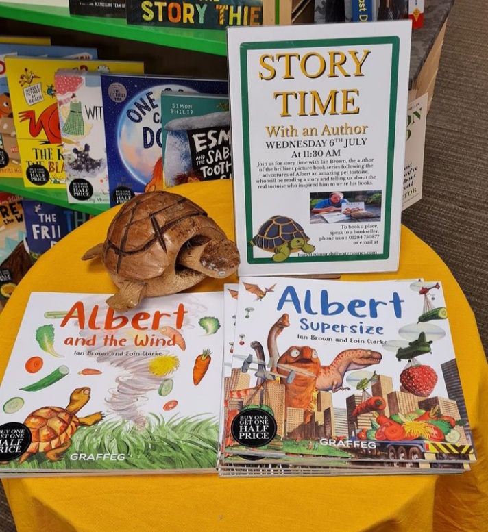 AlbertTortoise's tweet photo. BOOK YOUR SPOT! #ALBERTthetortoise #storytime fun coming to #BuryStEdmunds #Suffolk to @Wstonesburysted #ButterMarket Wednesday July 6 at 11:30am (More events at other stores soon!) Featuring #picturebook reading, giveaway stuff & #book signings. More at https://t.co/ifzLh573KF https://t.co/UXAAQpc592