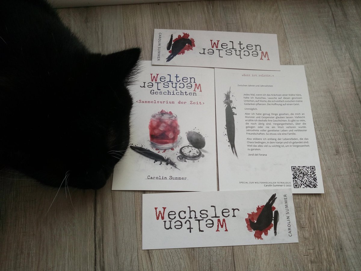 Das_Bambusblatt's tweet photo. Unsere liebe @Wanderkraehe feiert heute großes #CoverReveal!
Das #Sammelsurium der Zeit hat ein Gewand und es ist so schön und auch Merlin ist ganz begeistert! 😍
#WeltenWechslerGeschichten #WeltenWechslerAkten #Coverflashmob https://t.co/9A4Adhy1um