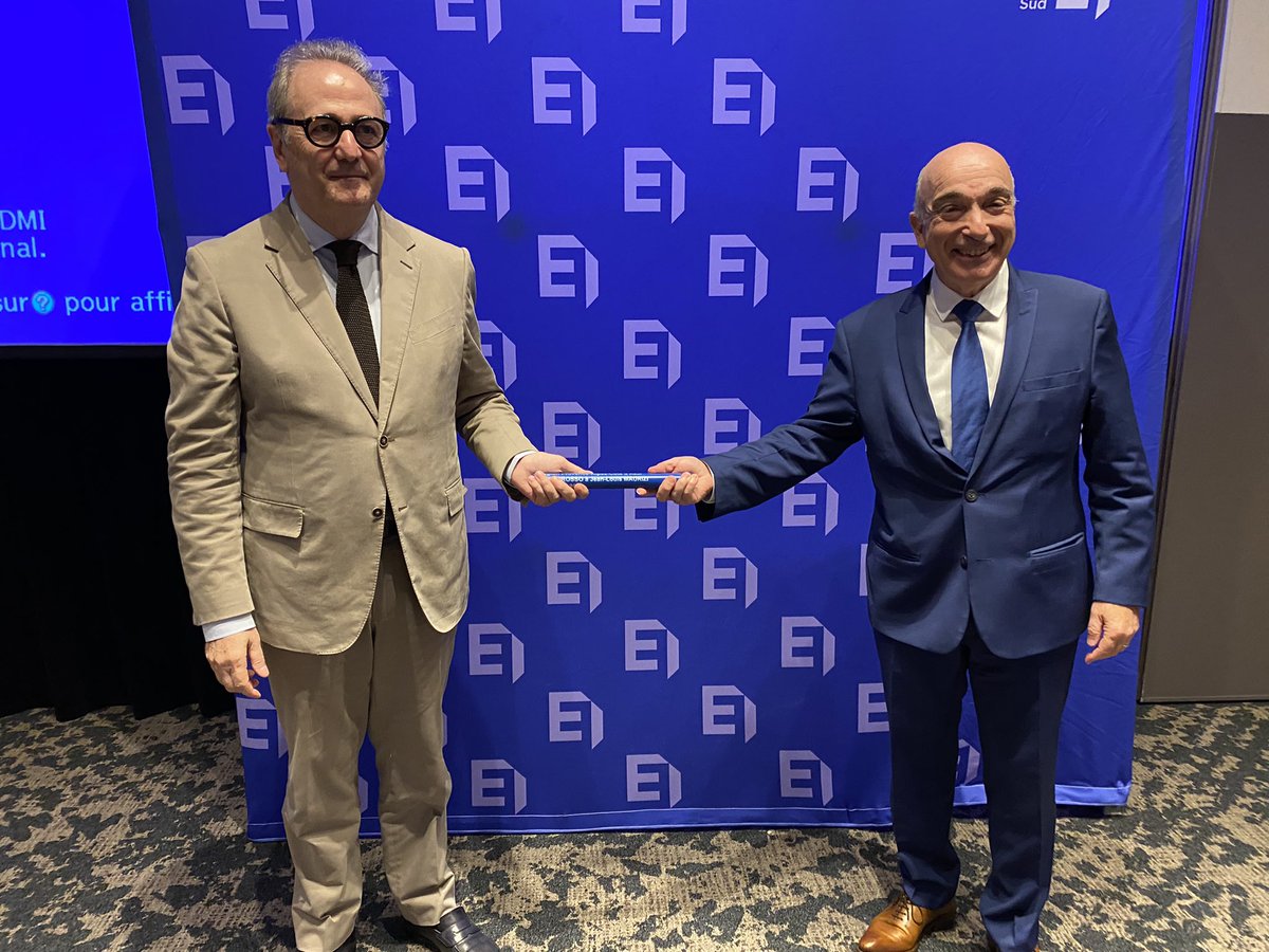 Passation de témoin entre <a href="/Yvon_Grosso/">Yvon Grosso</a> et #JeanLouisMaurizi à la présidence du <a href="/MEDEF_Sud/">Mouvement des Entreprises de France Sud</a> à l’occasion de l’assemblée générale d’élection de l’organisation patronale.