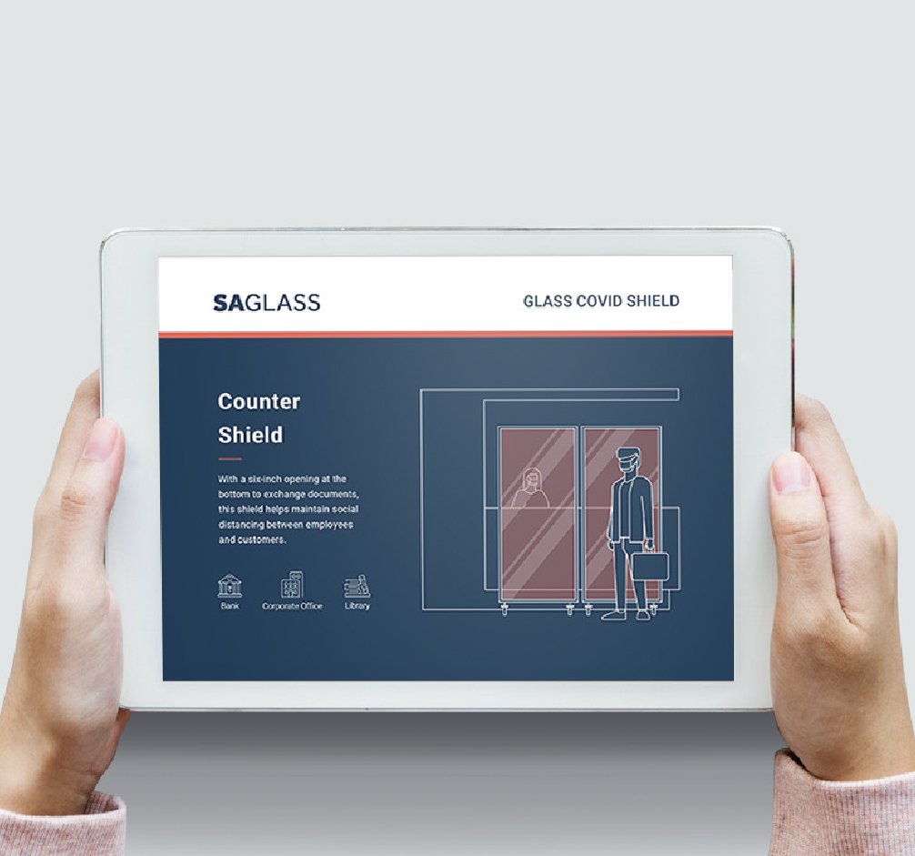 CoFiddlehead's tweet photo. These glass safety barriers were introduced by @SaglassInd to prevent contamination during the pandemic. 
#clientwork #communicationdesign https://t.co/UvHaOn0OKo