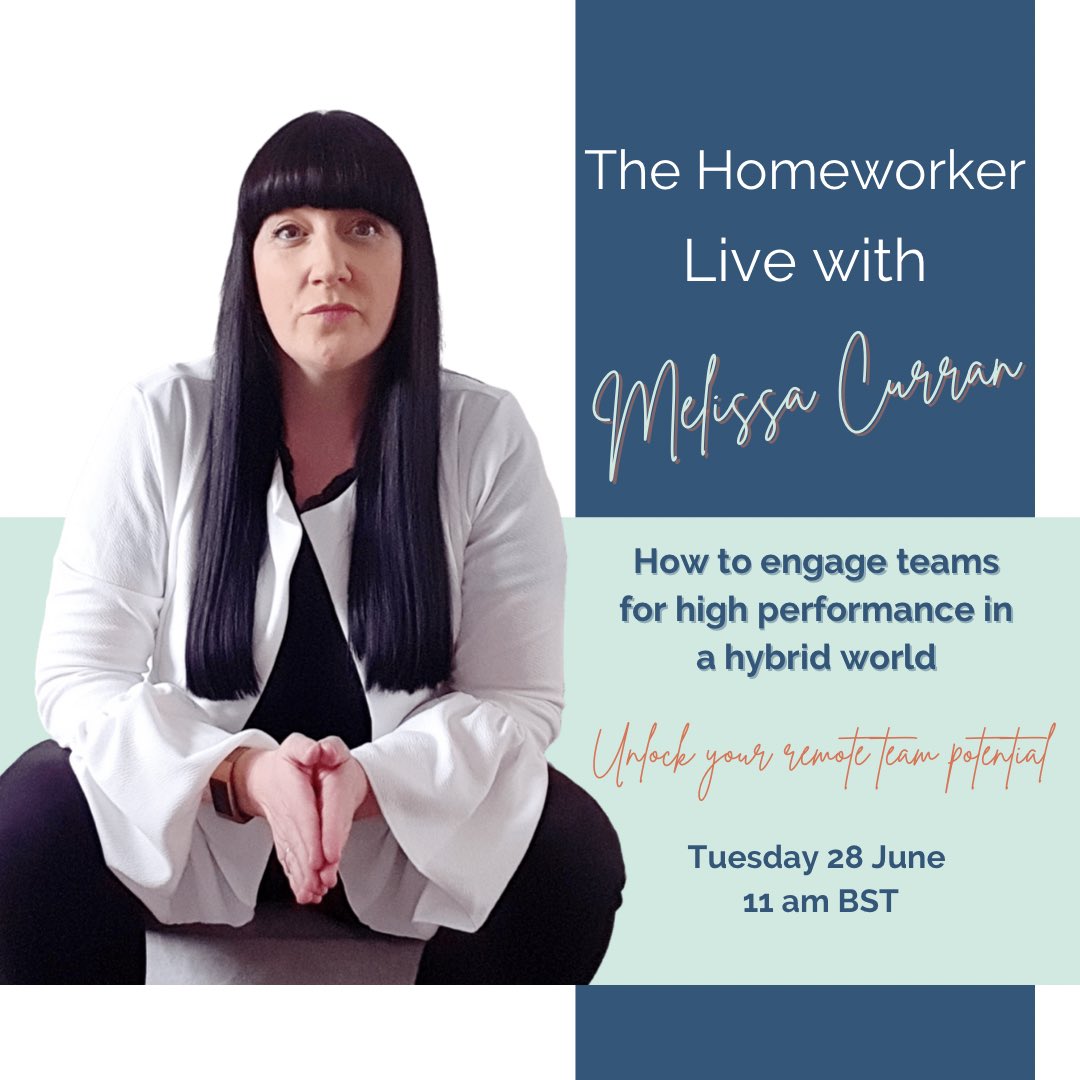 Exploring how to elevate team #engagement and enhance #relationships in the new #hybridwork world. Looking forward to what will be a brilliant conversation with <a href="/melissacurran_/">Melissa Curran</a> 
Register to attend free here: eventbrite.co.uk/e/how-to-engag…