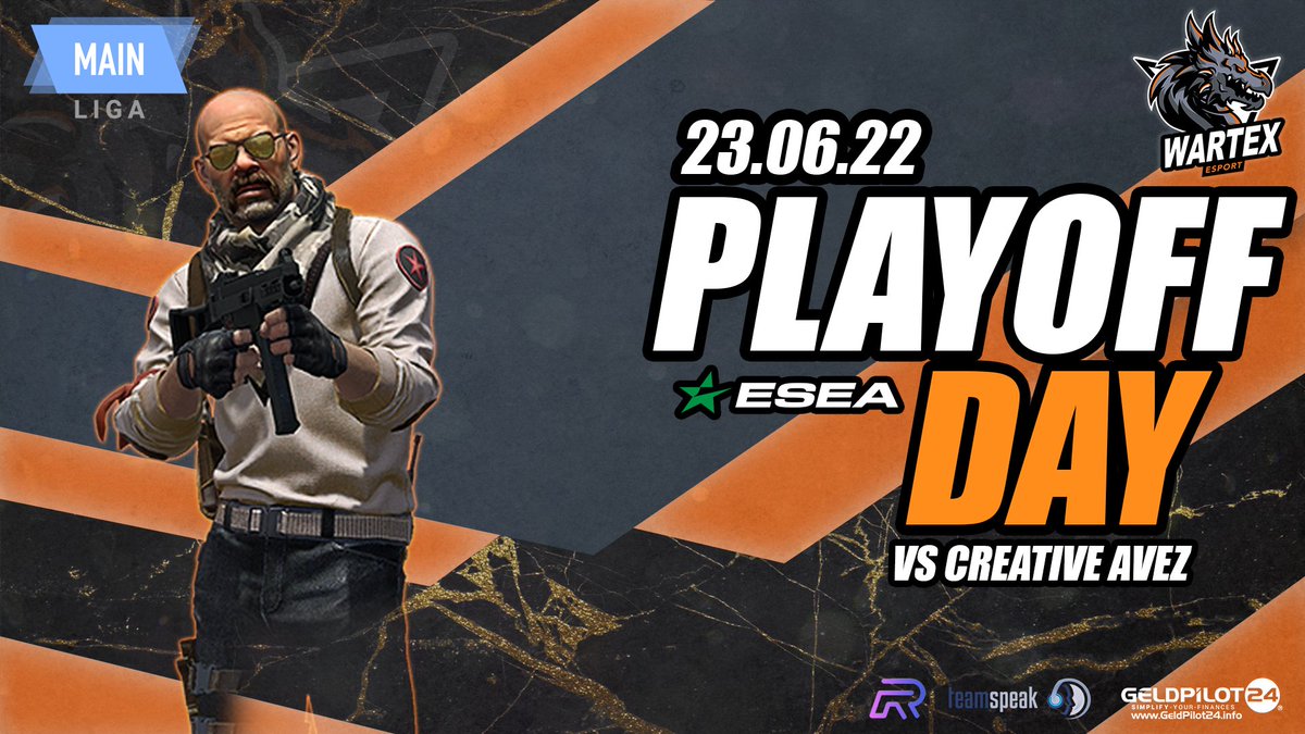 [#WARTEXESEA]

Today we continue in the lower bracket. Our boys get another chance to progress. We wish you every success today.

🆚CREATIVE AVEZ 🇵🇱
🗾 BO3
⏰ 17:00 (CET)
📺Twitch.tv/jetskitvcsgo/
🎙<a href="/F03BIA/">F03BIA</a>  &amp;  <a href="/sladdyp/">Slaviša ”sladdyp” Planinčić</a>

<a href="/GELDPILOT24/">GELDPILOT24</a> <a href="/teamspeak/">TeamSpeak</a> <a href="/REYFMDE/">REYFM</a>