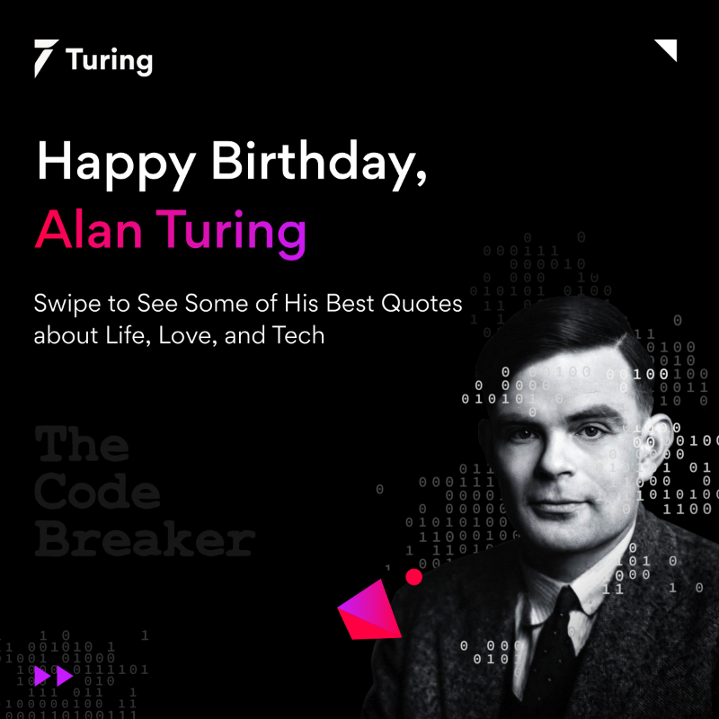 turingcom's tweet photo. Happy Birthday, #AlanTuring! ๐
Today we celebrate the Father of Modern Computing and inspiration to software developers everywhere! ๐
SWIPE >> to see some of his best quotes ๐ฌ
#PrideMonth #PrideAtTuring