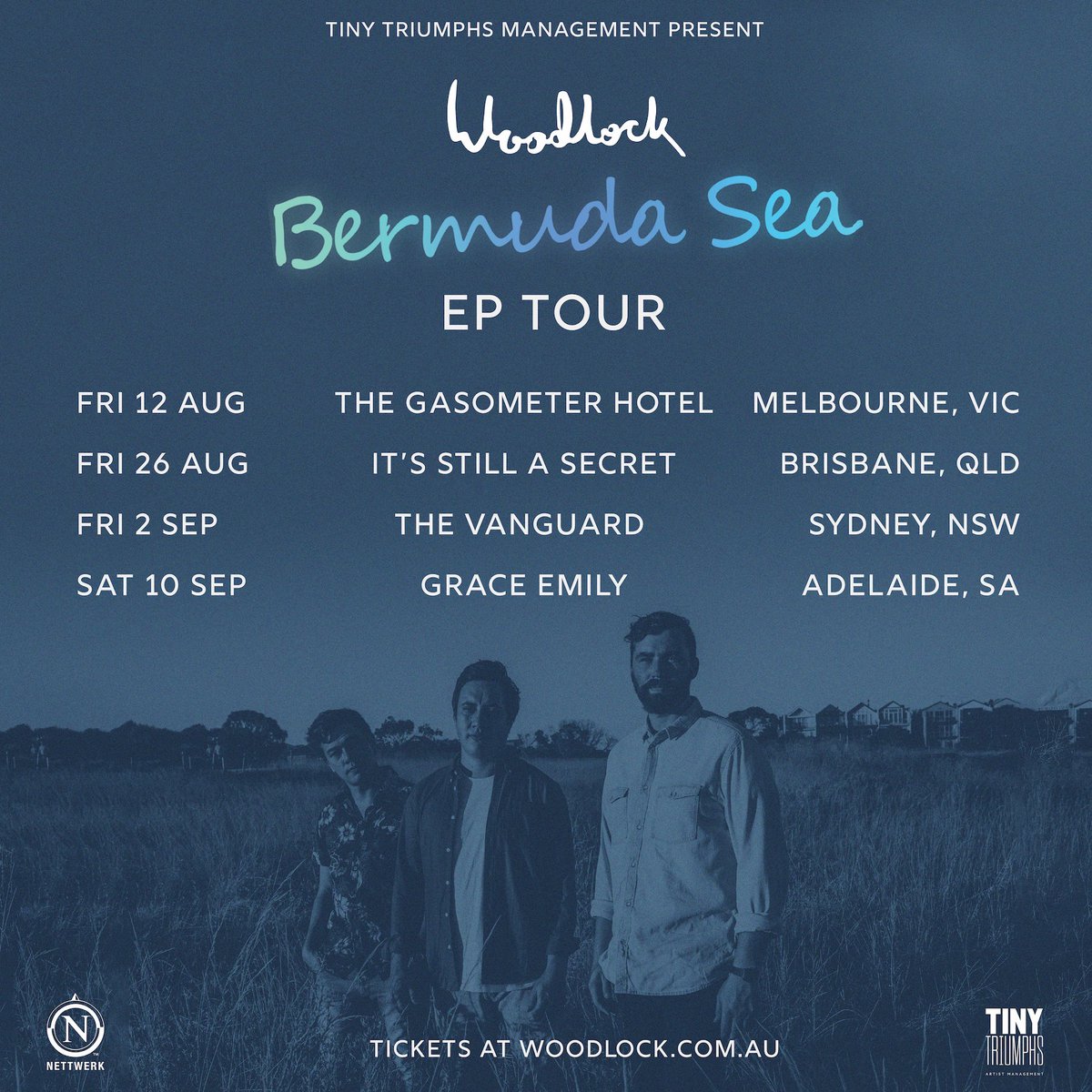 Aaaaaaand....WE ARE GOING ON
TOUR!!!! 🎫 ON SALE NOW!

New EP "Bermuda Sea" out 5 Aug! 🌊 woodlock.com.au