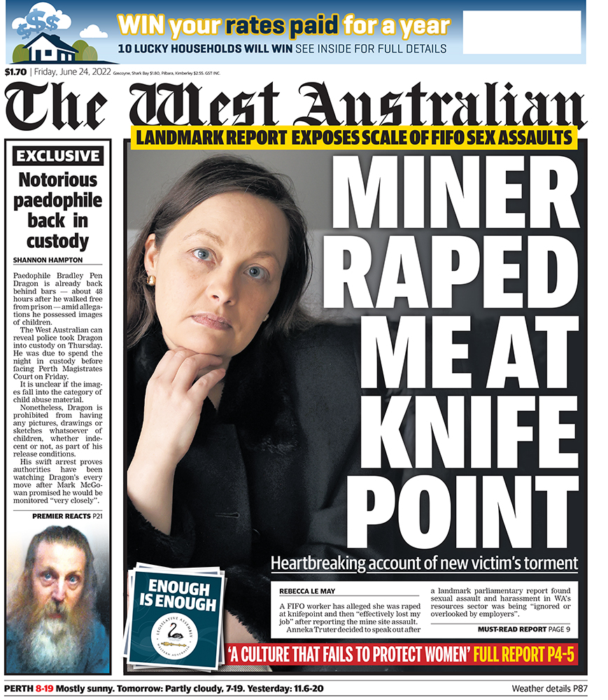 westaustralian's tweet image. The front page of Friday's The West Australian.