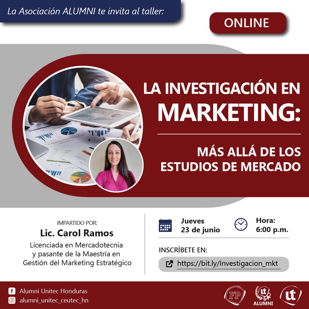 cmramosm's tweet photo. 📣La Asociación ALUMNI te invita al taller “La investigación en Marketing: Más allá de los estudios de mercado”
Enlace: https://t.co/EADc2iVwzd https://t.co/bMmvij36lj