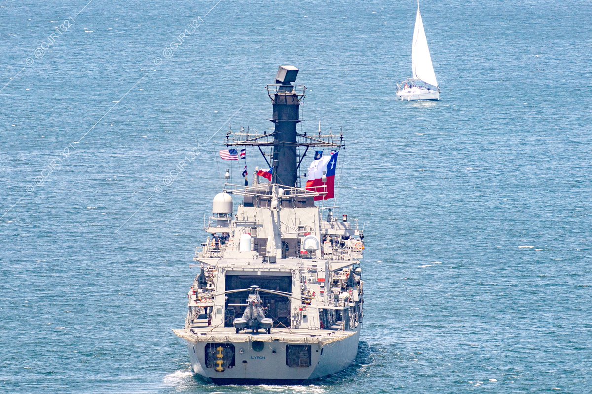 WarshipCam's tweet photo. Chilean Navy Type 23 Duke-class frigate Almirante Lynch (FF-07) (EX-HMS Grafton F80) leaving San Diego - June 22, 2022 #almirantelynch #ff07 @Armada_Chile
* photos courtesy of @cjr1321 https://t.co/TSjL4ZOiSt