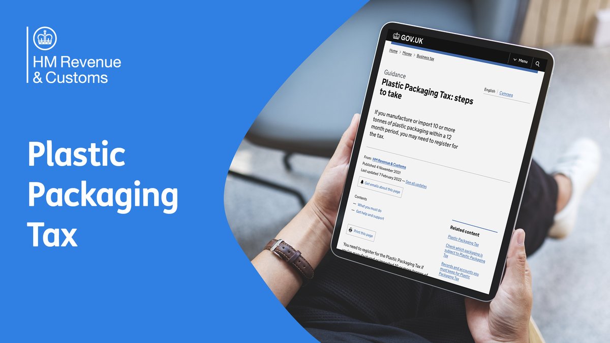 HMRCgovuk's tweet photo. Are you liable for Plastic Packaging Tax? Check if you should register &amp; prepare to submit your 1st return &amp; payment from 1 July 2022. Learn more with our webinar recordings https://t.co/LOJDwSRUzR https://t.co/SG4YNFWaBf