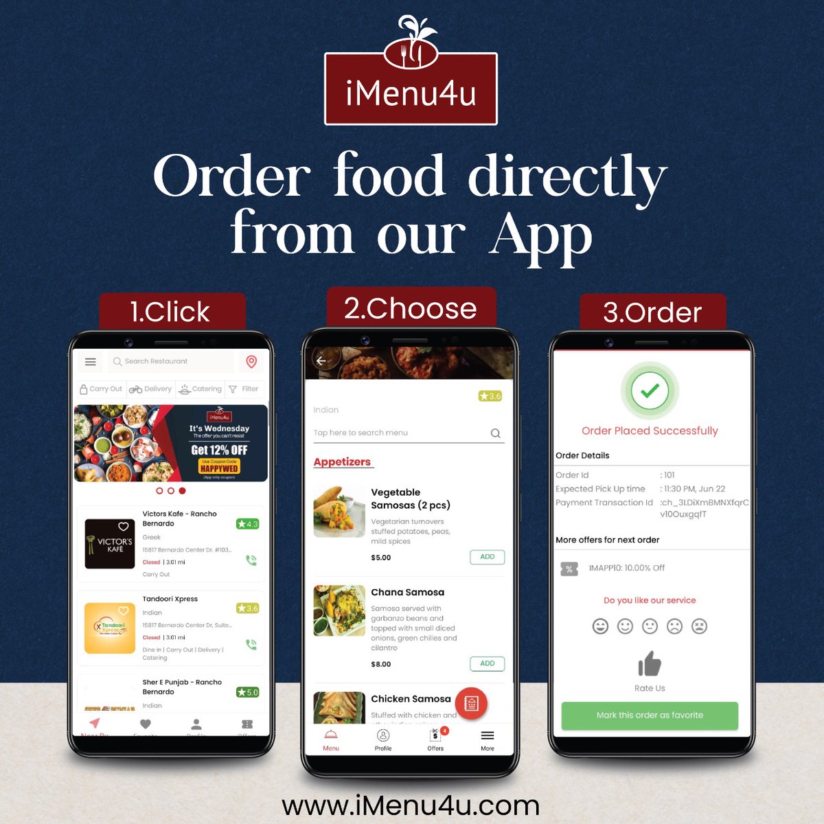 iMenu4u's tweet image. Simple 3 steps to order the food 👇
Order Now: imenu4u.com/download.html
✅ Click  :  Click the above link &amp;amp; download iMenu4u app from Play store / App
store &amp;amp; Get registered.
✅ Choose  : Choose a restaurant, select your favorite dish 
✅ Order : Place your order.

#iMenu4u