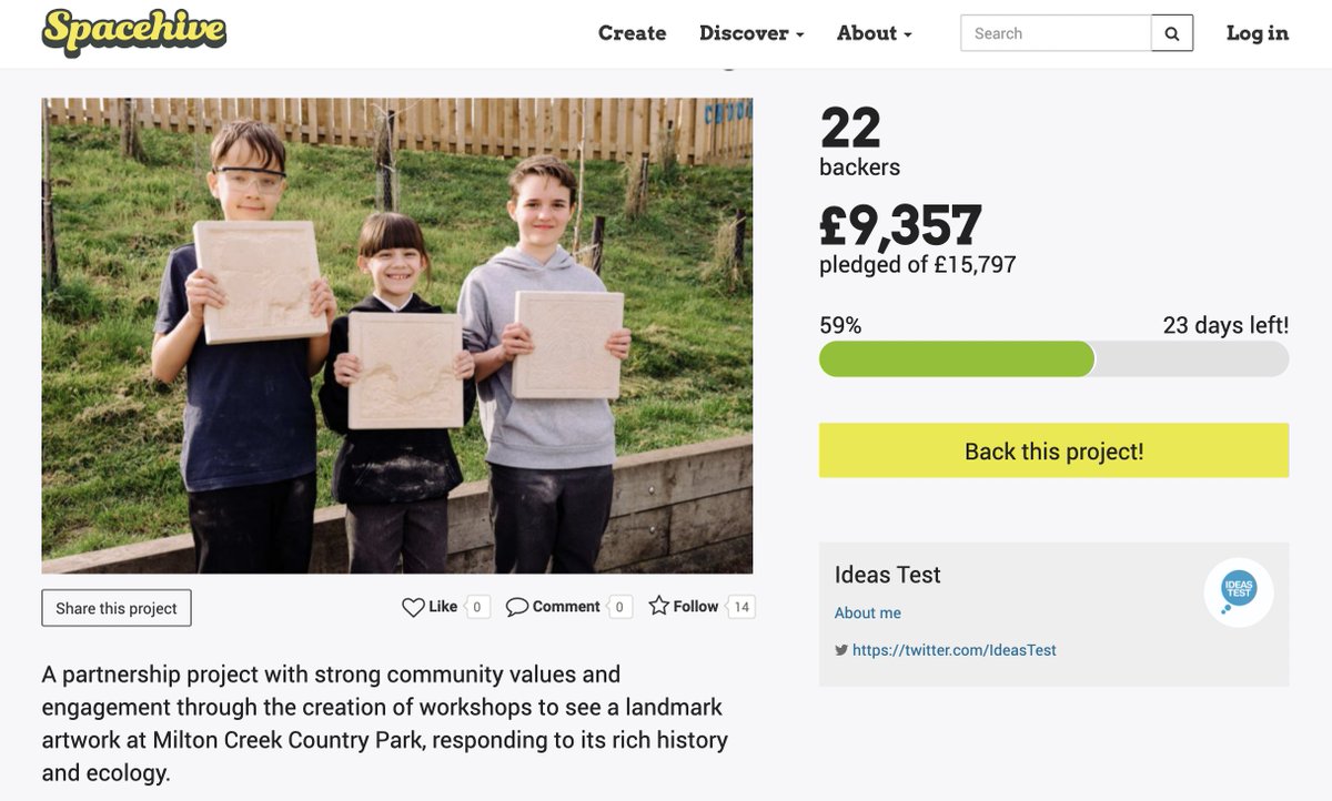 IdeasTest's tweet photo. Wow! A BIG #ThankYou for getting us to 59% of our #HiddenLands fundraiser goal!
Every donation helps. Giving £5 means we can carry on our co-commission with @CreativeEstuary at @MiltonCreek Country Park
@Kent_cc  @RaybelCharters @SFMRadio @JohnNurden @SwaleCouncil @ace_southeast https://t.co/BZVhnEXTBu