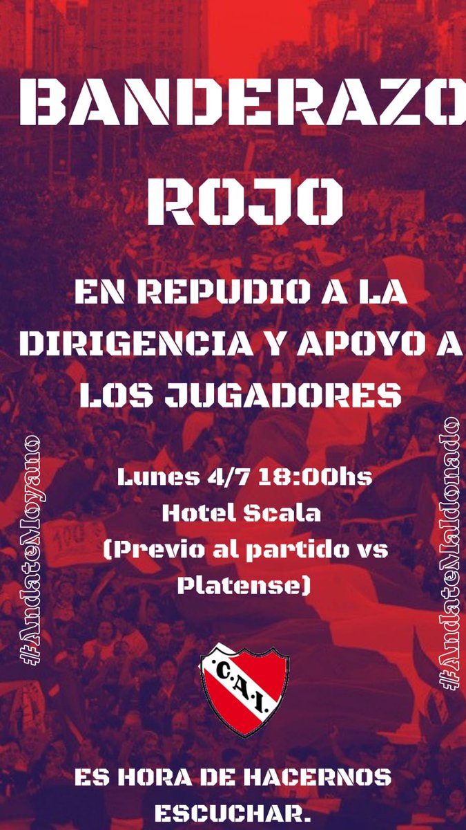scagliola_lucas's tweet photo. 🗓️ Lunes 4 de Julio 
📍 Hotel Scala 
🕕 18hs 

BANDERAZO EN CONTRA DE LA COMISIÓN DIRECTIVA https://t.co/wGoUfsuDNL