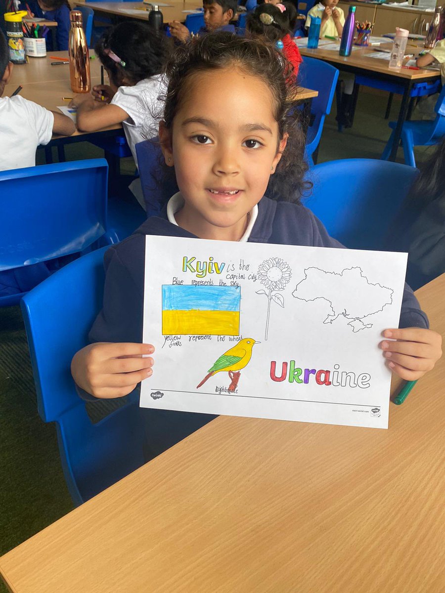 carltonj_i's tweet photo. MFL Week - Year 1 children spent the afternoon with Mrs Mir creating fact files on Ukraine and learning a traditional Ukrainian Folk Dance #MFLweek #OurWorld #Culture #Ukraine https://t.co/IUs36YuivT