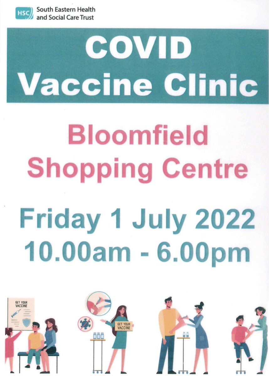 • 1st &amp; 2nd doses
• Booster over 16
• 3rd dose for anyone over 12 who is  immunosuppressed. 
• Spring booster over 75 / over 12 and severely immunosuppressed.

Please bring an invitation letter if severely immunosuppressed &amp; photo ID. Under 16 must bring guardian with ID.