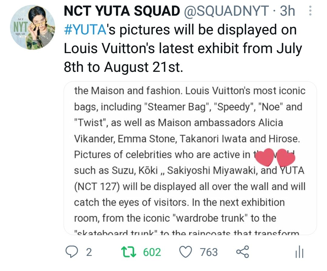 NCTZENBASE on X: Invitation card from Louis Vuitton, Yuta will