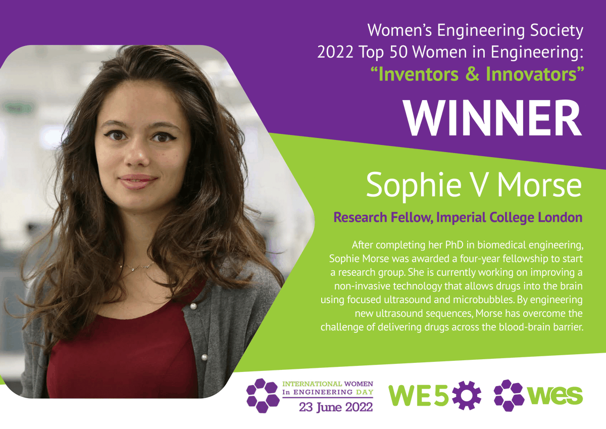 Our next #WE50 winner is revealed... Congratulations Sophie V Morse! <a href="/imperialcollege/">Imperial College London</a>