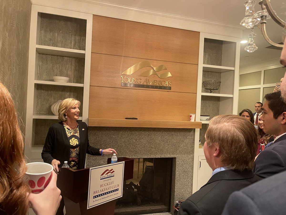 realkaraleegeis's tweet photo. Thanks to @claudiatenney for encouraging interns to fight for free speech at @yaf’s Buckley Breakfast Club speaker series! Another packed house this morning 🇺🇸 https://t.co/AyK5PGPQMg