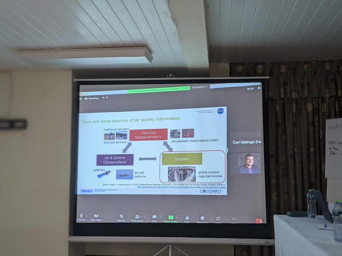 CGHodoli's tweet image. Dr Carl Malings takes us through useful models for air quality forecasting at @EPA_Ghana  In Person Training On Air Quality Modelling And Forecasting by Prof @d_westy. He pointed out 3 main determinants of air quality - emissions, atmospheric processes and meteorology.