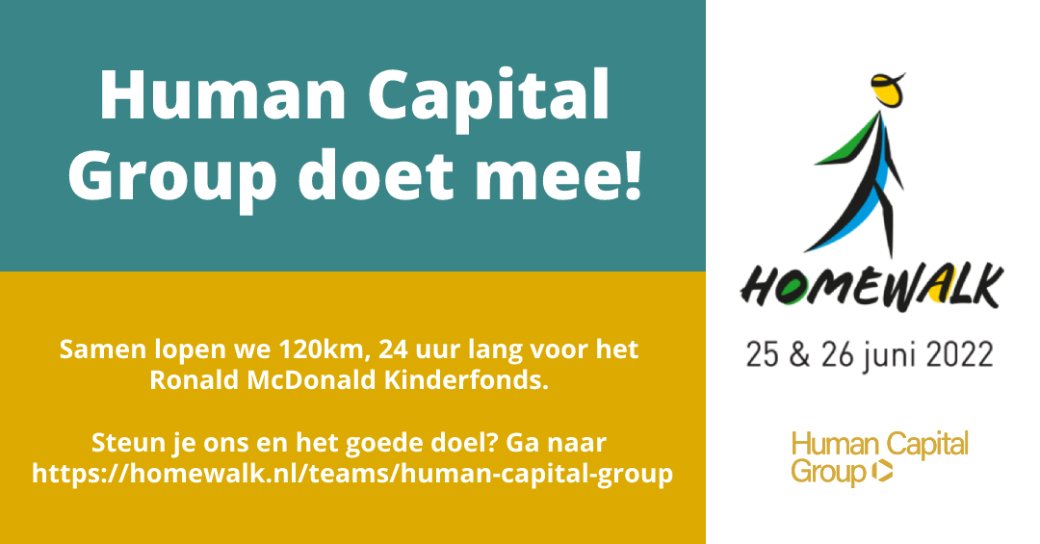 Aankomend weekend, 25 en 26 juni, zet een team van Human Capital Group zich in voor het Ronald McDonald Kinderfonds tijdens de Homewalk. Steun je ons en het goede doel? Doneer dan nu! homewalk.nl/teams/human-ca…