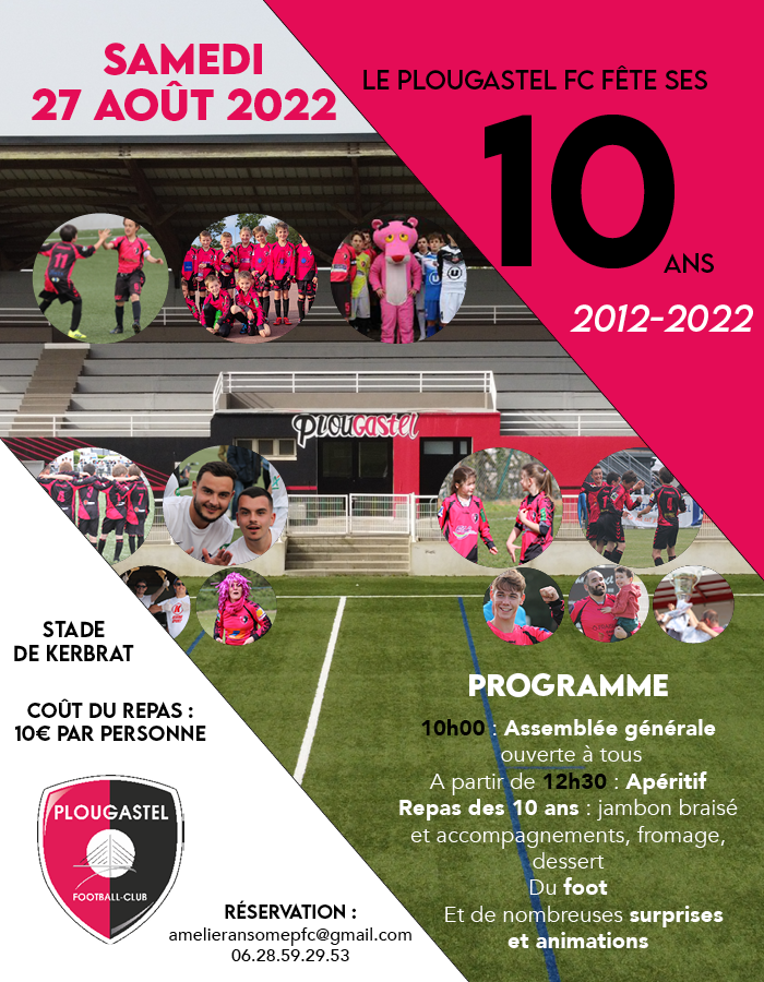 plougastelfc's tweet photo. #EVENEMENT
Les 10 ans du Plougastel FC, ça se fête ! 🎉
Nous vous donnons rdv le samedi 27 août 2022 pour partager les (très) bons souvenirs de ces 10 années passées !
📍Stade de Kerbrat
Inscription :
➡️amelieransomepfc@gmail.com
➡️ou au 06.28.59.29.53
#FORZAPFC 🖤❤️ https://t.co/ZfmjYLE0UA