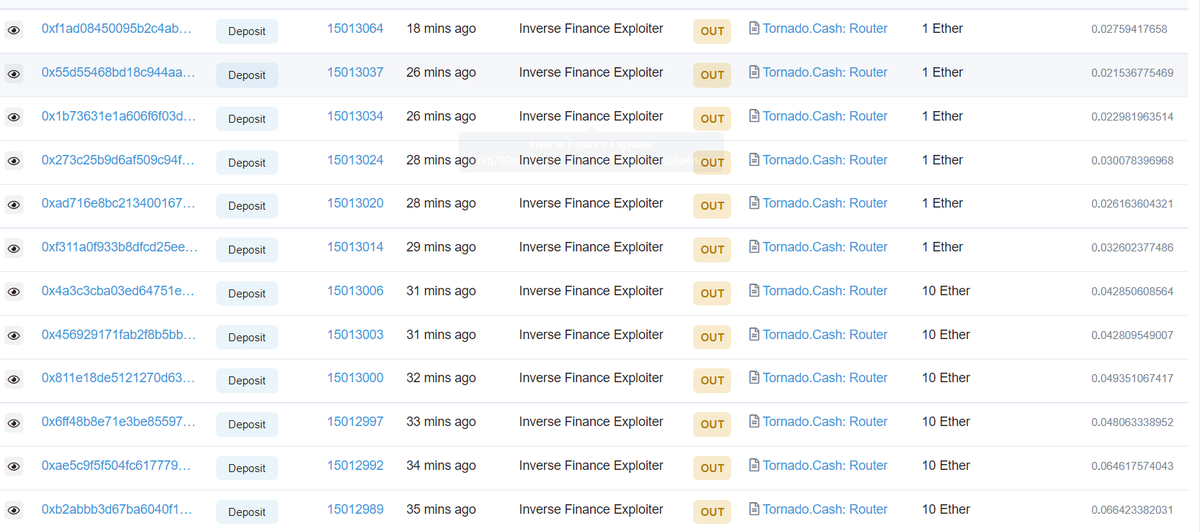 BeosinAlert's tweet photo. #ExploiterOnTheMove
Inverse Finance exploiter (0x7b792e49f640676b3706d666075e903b3a4deec6) transferred 66 $ETH to https://t.co/sjV0KlpIbO. https://t.co/7U5hcQbXgS