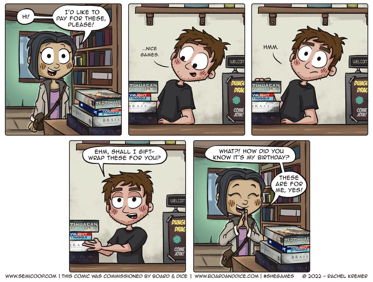 semicoop's tweet photo. Extra comic, thanks to @BoardAndDice. Don't forget to spoil yourself! โค๏ธ
This comic is part of the #SheGames project.
https://t.co/sgvqFWLOvZ #boardgames #tabletopgames https://t.co/VXlmvgWenO