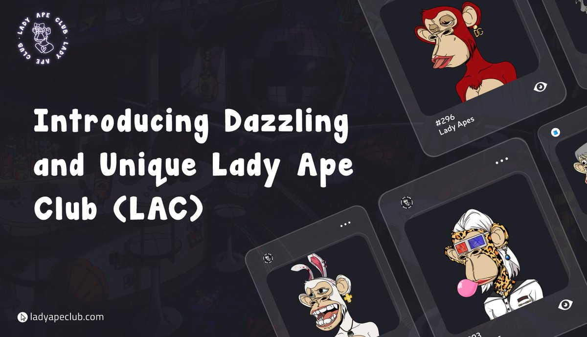 ladyapeclub's tweet photo. Introducing🚀 Lady Ape Club (#LAC),  we are a collection of 10,000 unique Lady Ape #NFTs created by TNC Group Art🖼 Team!

Each #LadyApeNFT is unique, and those who own one of these can enjoy exclusive benefits. Our fabulous NFTs will be available at the #STRMNFT marketplace. 🥳 https://t.co/wcKhwTgYlP